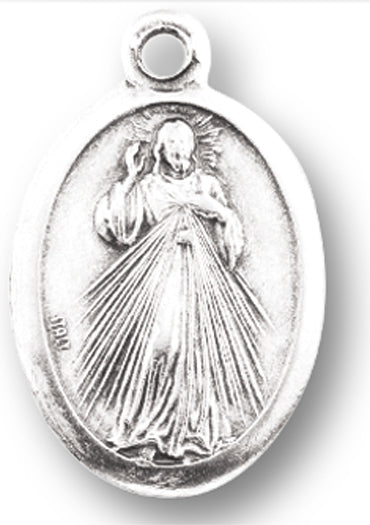 Divine Mercy Medal - 1 Inch Antique Silver