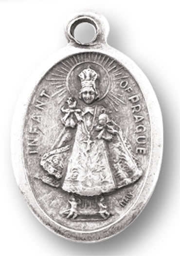 Infant of Prague Medal - 1 Inch Silver Oxidized