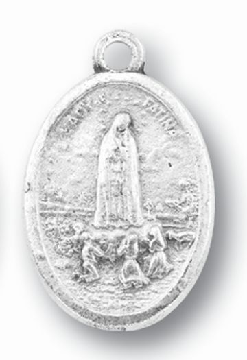 Our Lady Of Fatima Medal - 1 inch Silver Oxidized