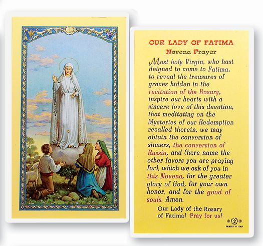 Our Lady of Fatima Holy Card