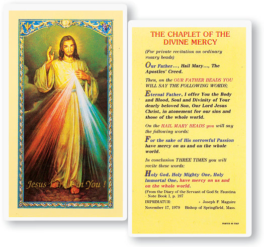 Chaplet of Divine Mercy Holy Card