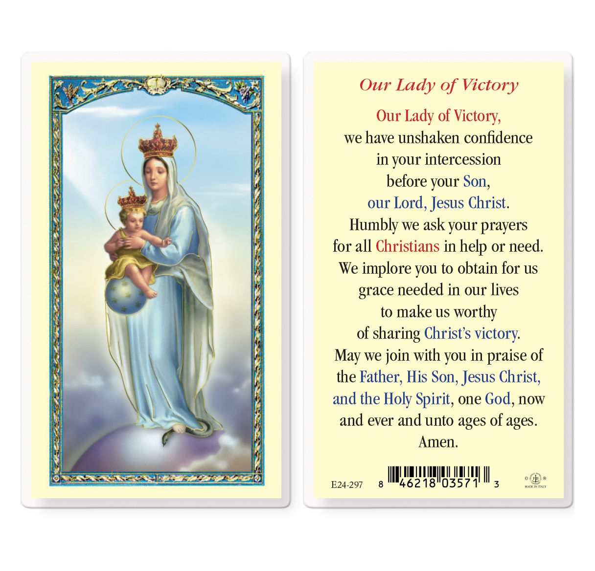 Our Lady of Victory Holy Card