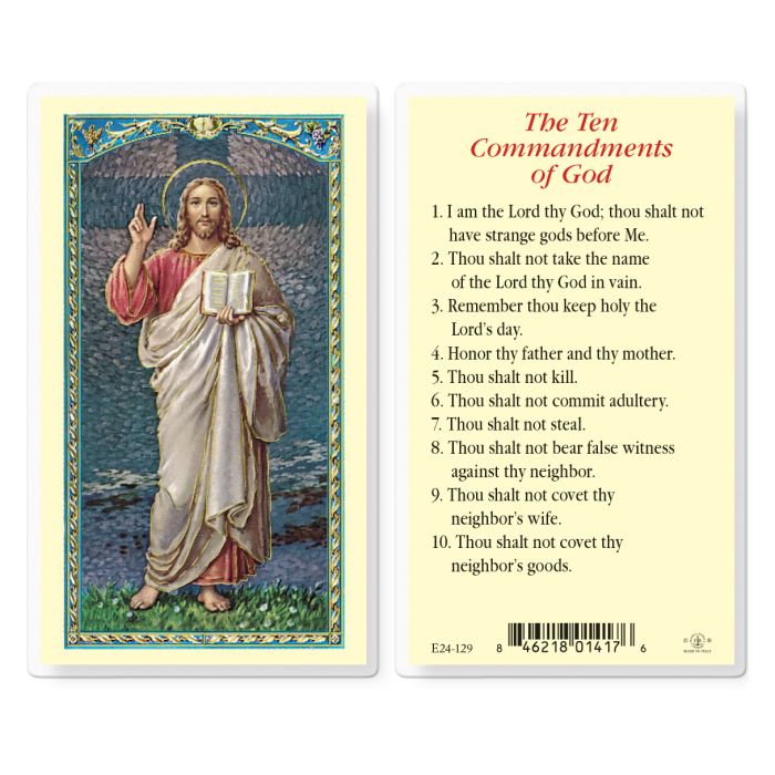 The Ten Commandments of God Holy Card