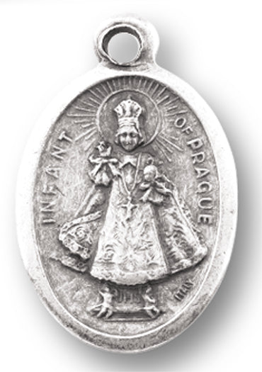 Infant of Prague Silver Oxidized 1 Inch Medal