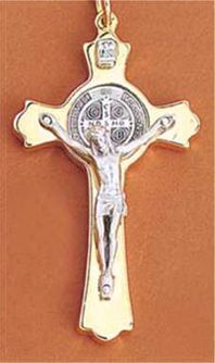 St. Benedict Crucifix - 3'' Gold Colored